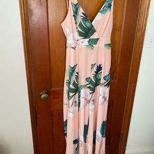 Pink floral jumpsuit